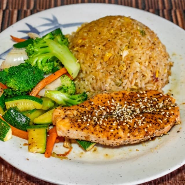Hibachi Salmon Dinner.