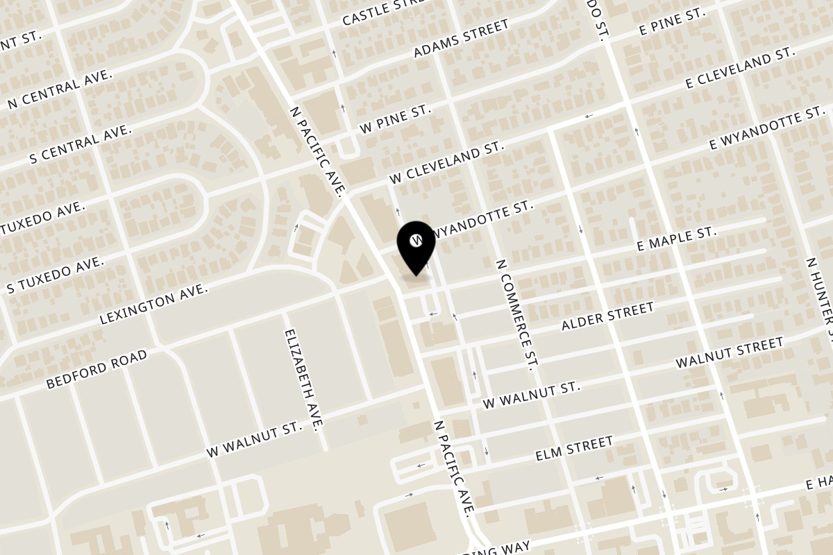 Map showing the location of Sakura Hibachi Restaurant & Catering on 1904 Pacific Ave in Stockton